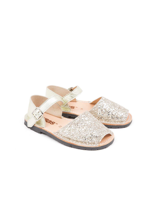 Menorcan Sandals | Children | Gold Glitter Leather | Solillas - solillas