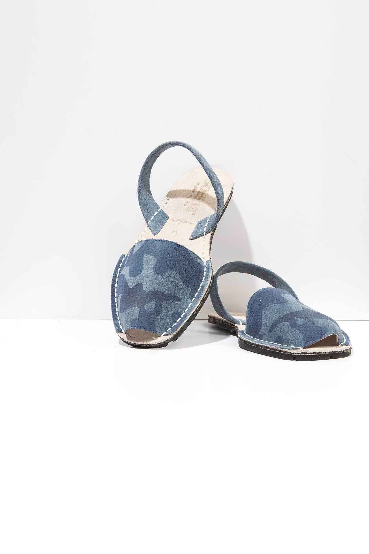 Navy Camo - Camoflague Suede sandals - Women