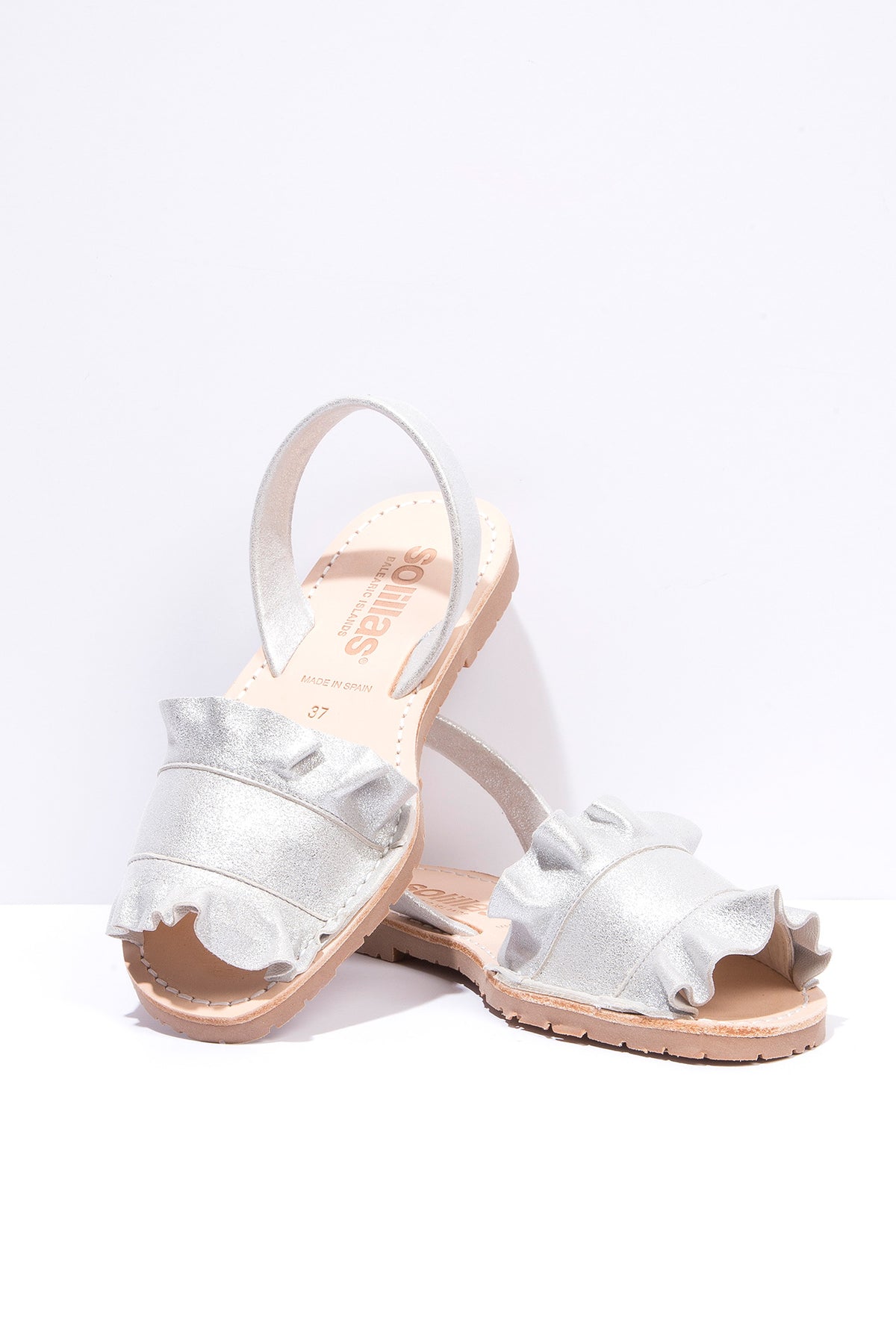 Talaia Silver - Frilled Menorcan sandals