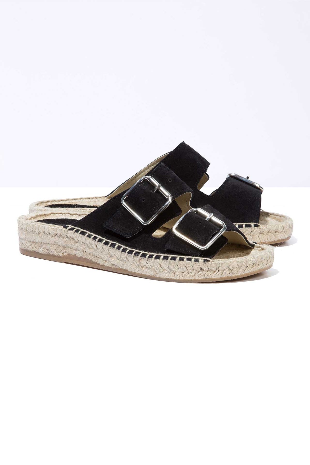 BLACK NEVA - Suede Buckle Espadrille