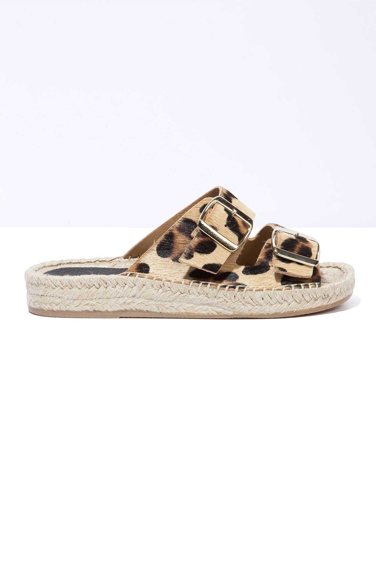 LEOPARD NEVA - Hair-On Leather Buckle Espadrille