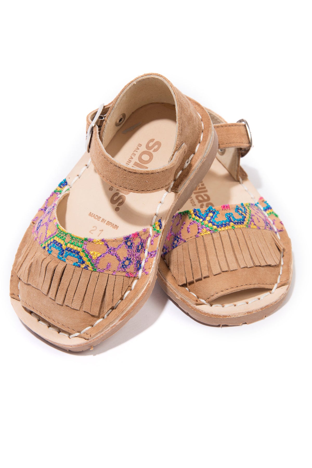 Folkloricito - Embroidered Leather Buckle sandals
