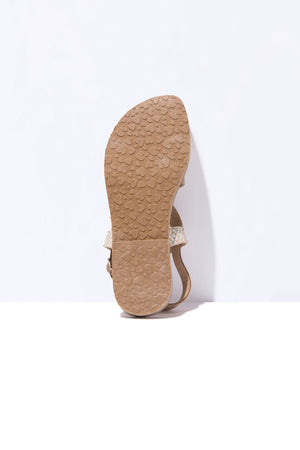 NATURAL ISLA - Tan Geometric Leather Strappy Sandal