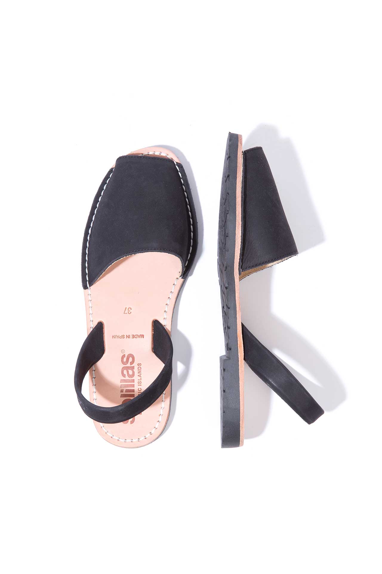 Noche - Black Nubuck Leather Menorcan sandals