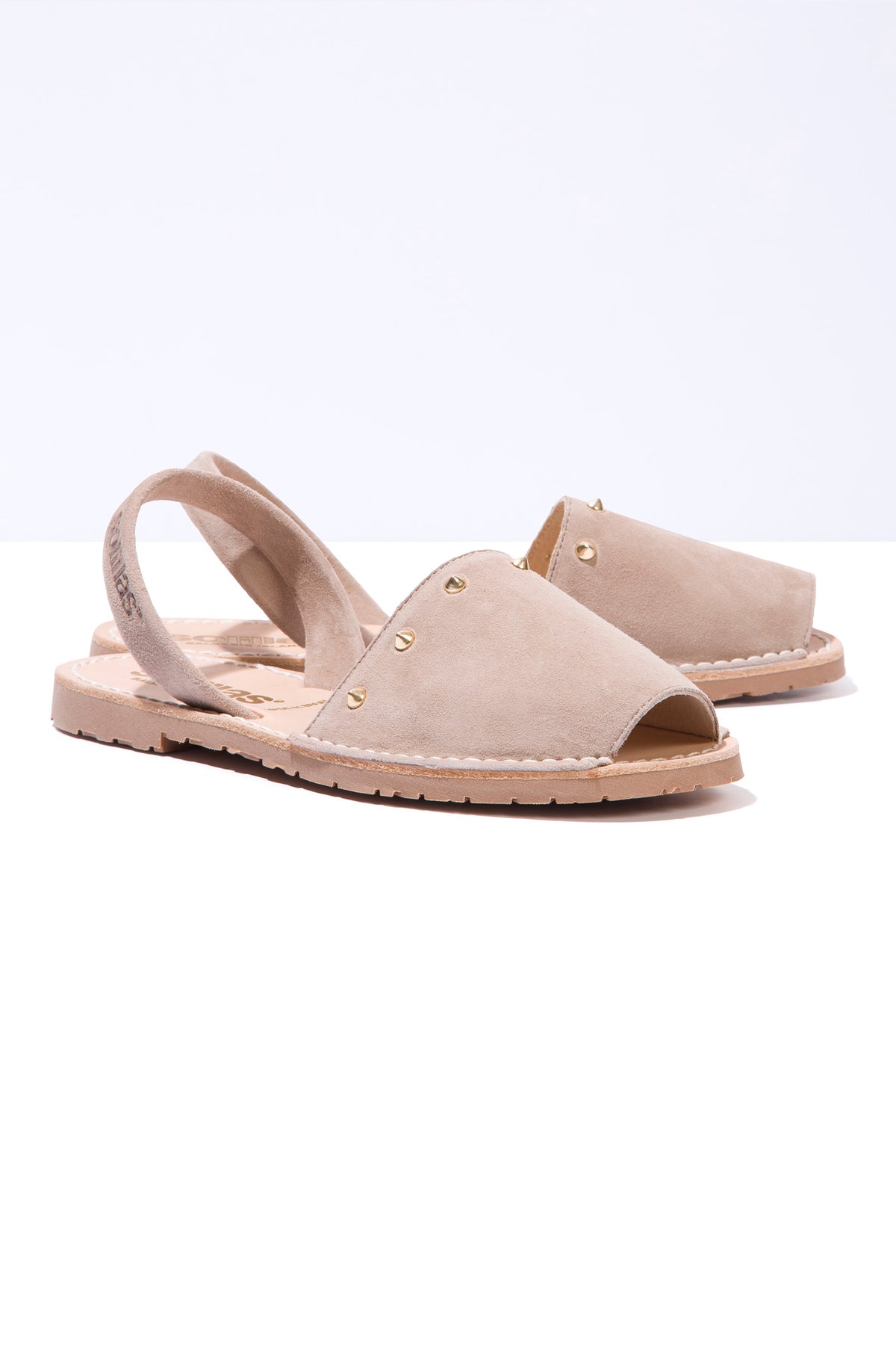 GRIS CLAVO - Original Menorcan Sandals in Grey Suede with Gold Studs