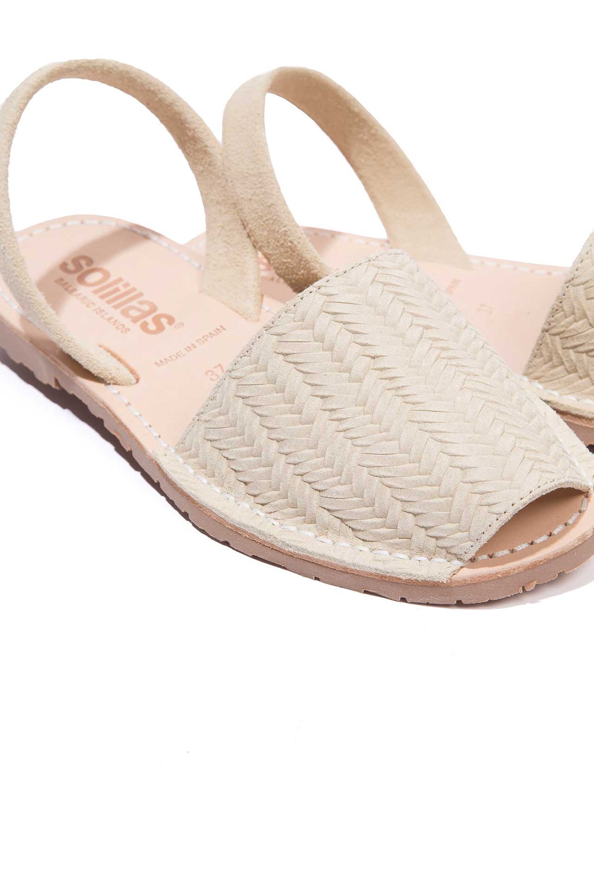ELVIRA - Original Menorcan Sandals in Cream Woven Suede Leather