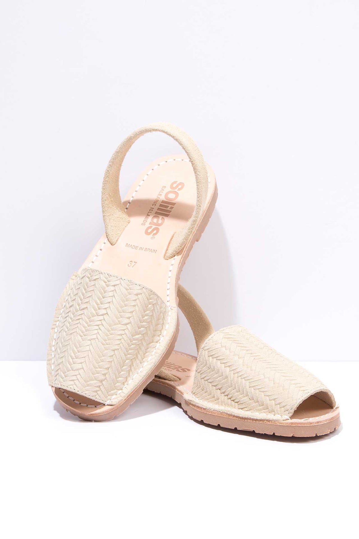 ELVIRA - Original Menorcan Sandals in Cream Woven Suede Leather