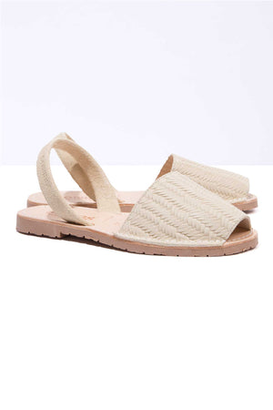 ELVIRA - Original Menorcan Sandals in Cream Woven Suede Leather