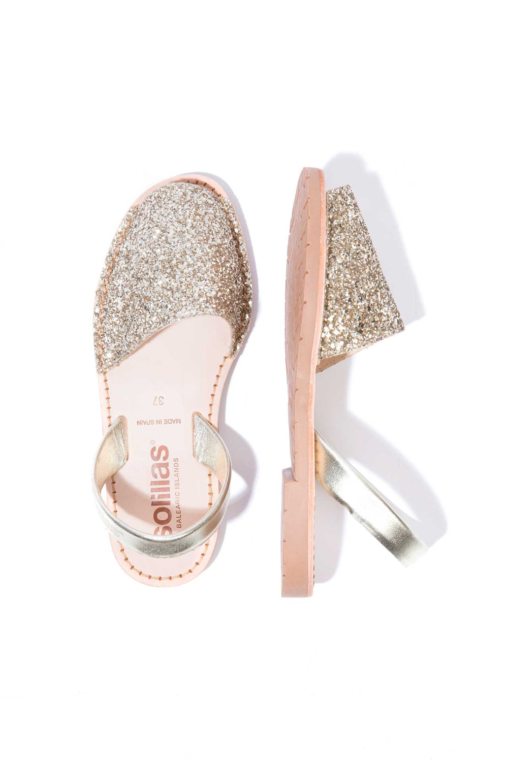 Gold Glitter - Metallic Leather Menorcan sandals