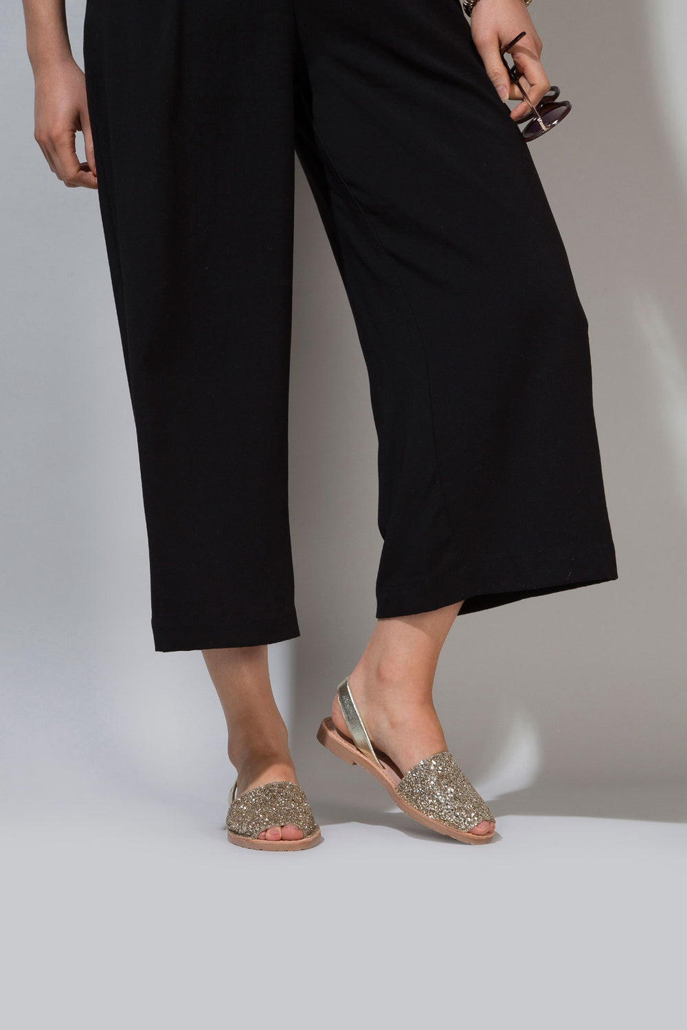 Gold Glitter - Metallic Leather Menorcan sandals