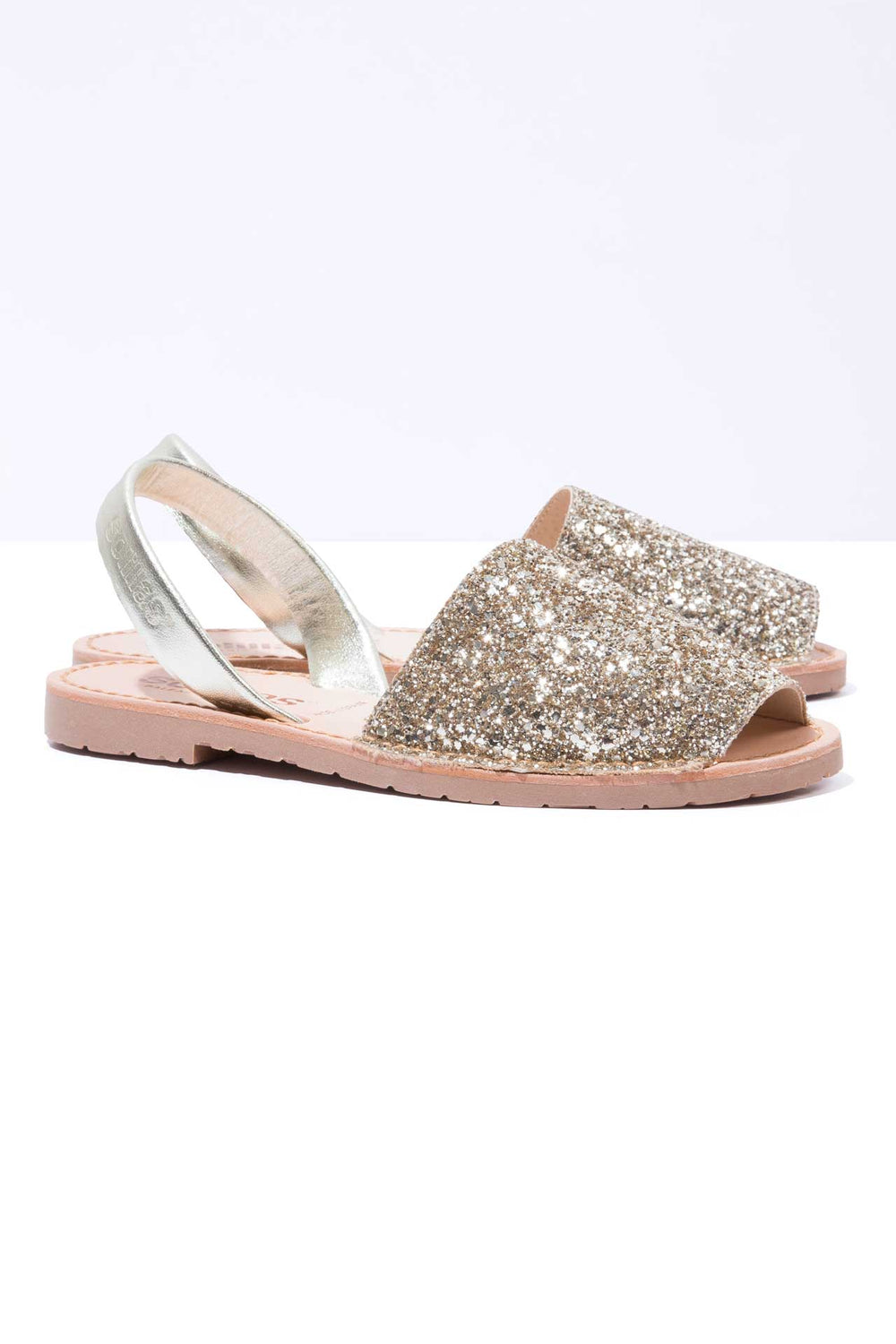 Gold Glitter - Metallic Leather Menorcan sandals