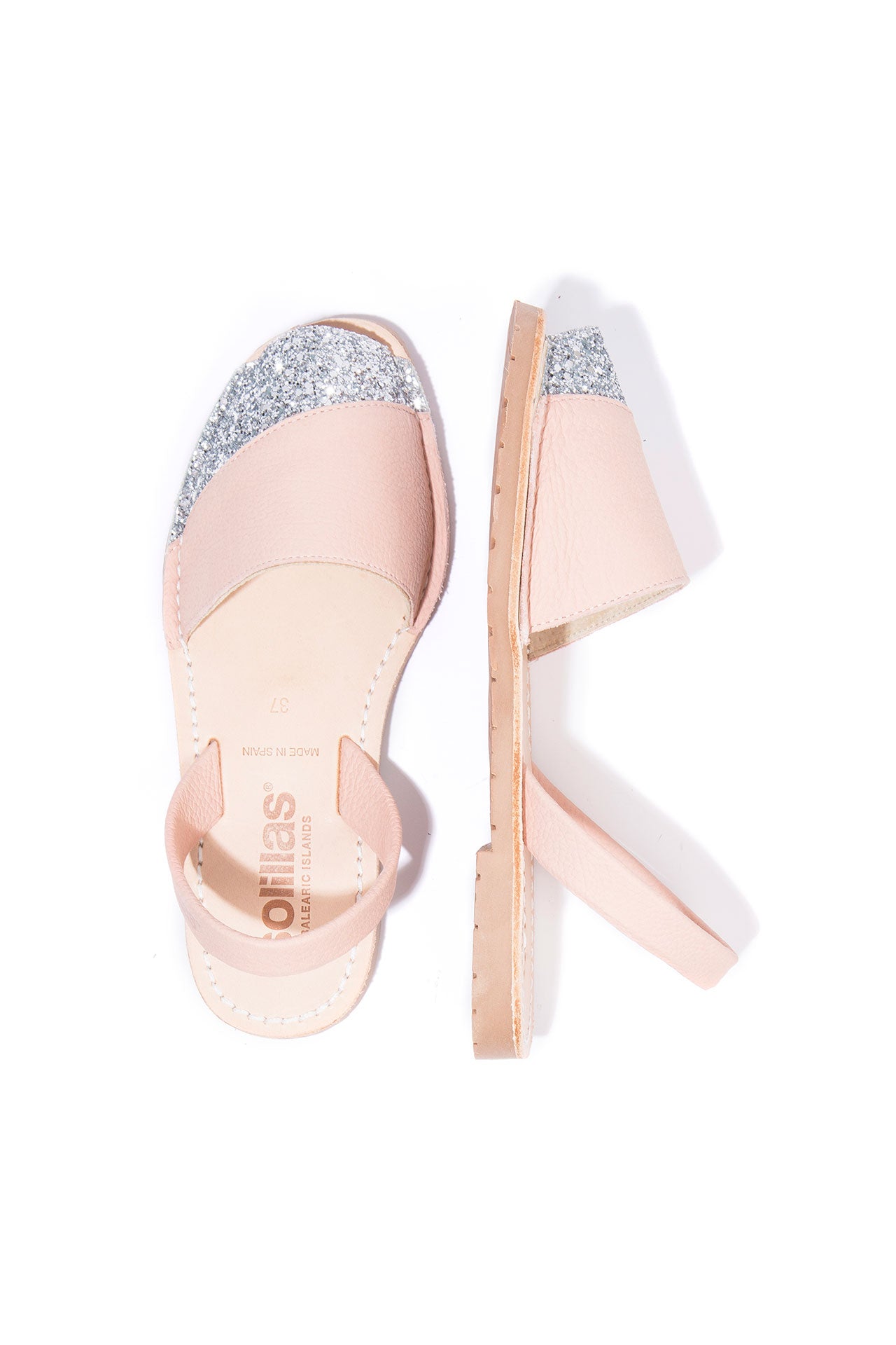 Lluna - Glitter Detail Leather Menorcan sandals