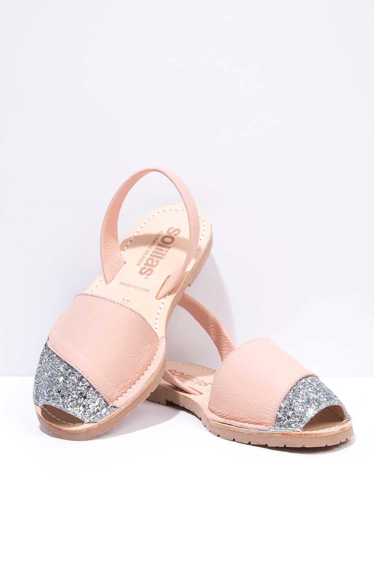 Lluna - Glitter Detail Leather Menorcan sandals