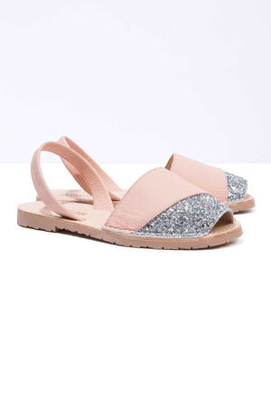 Lluna - Glitter Detail Leather Menorcan sandals