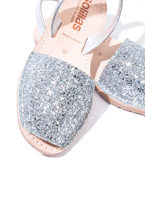 Silver Glitter - Metallic Leather Menorcan sandals