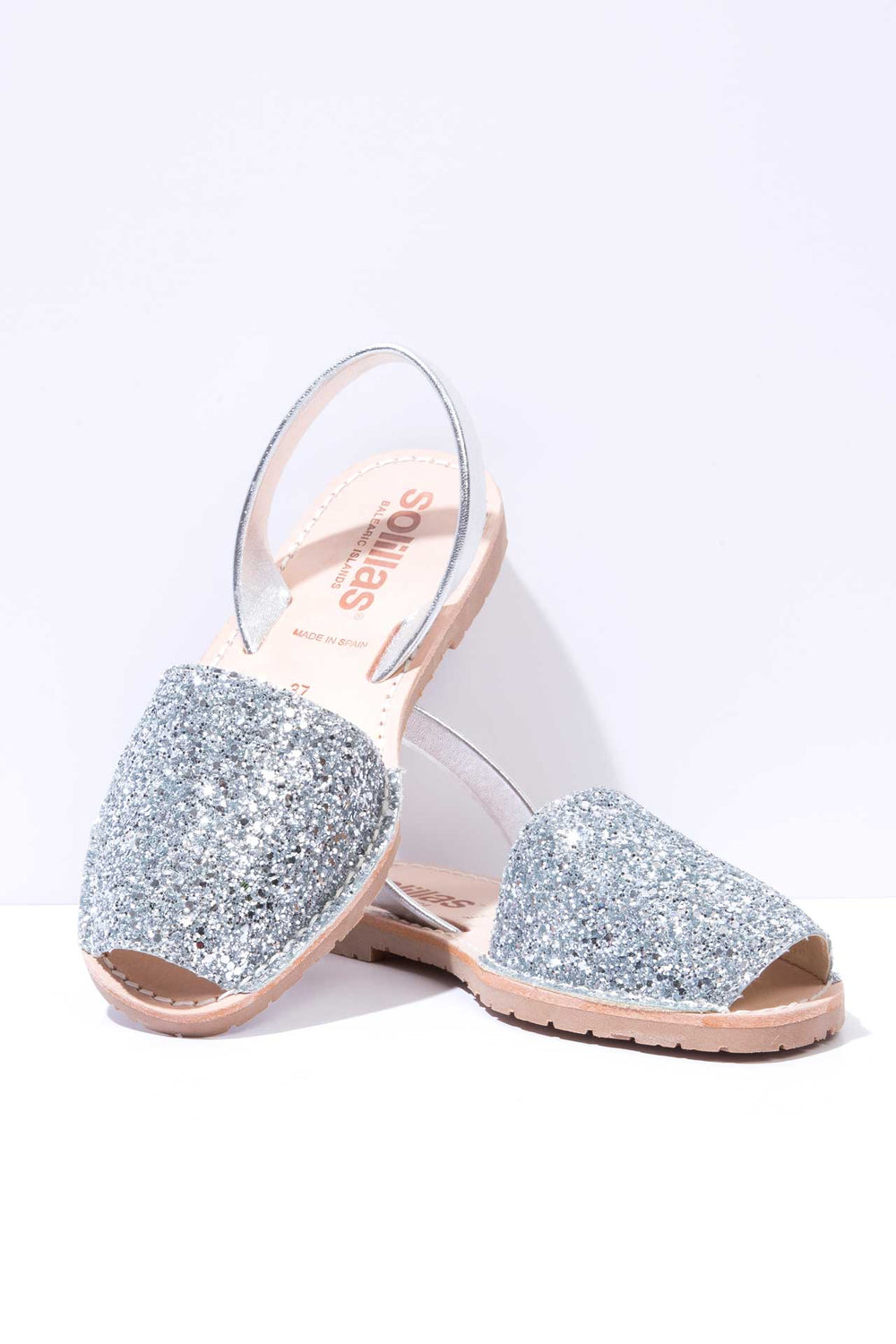Silver Glitter - Metallic Leather Menorcan sandals