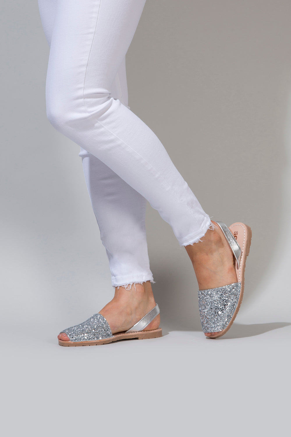 Silver Glitter - Metallic Leather Menorcan sandals