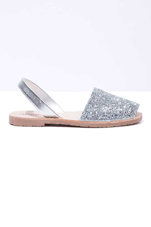 Silver Glitter - Metallic Leather Menorcan sandals