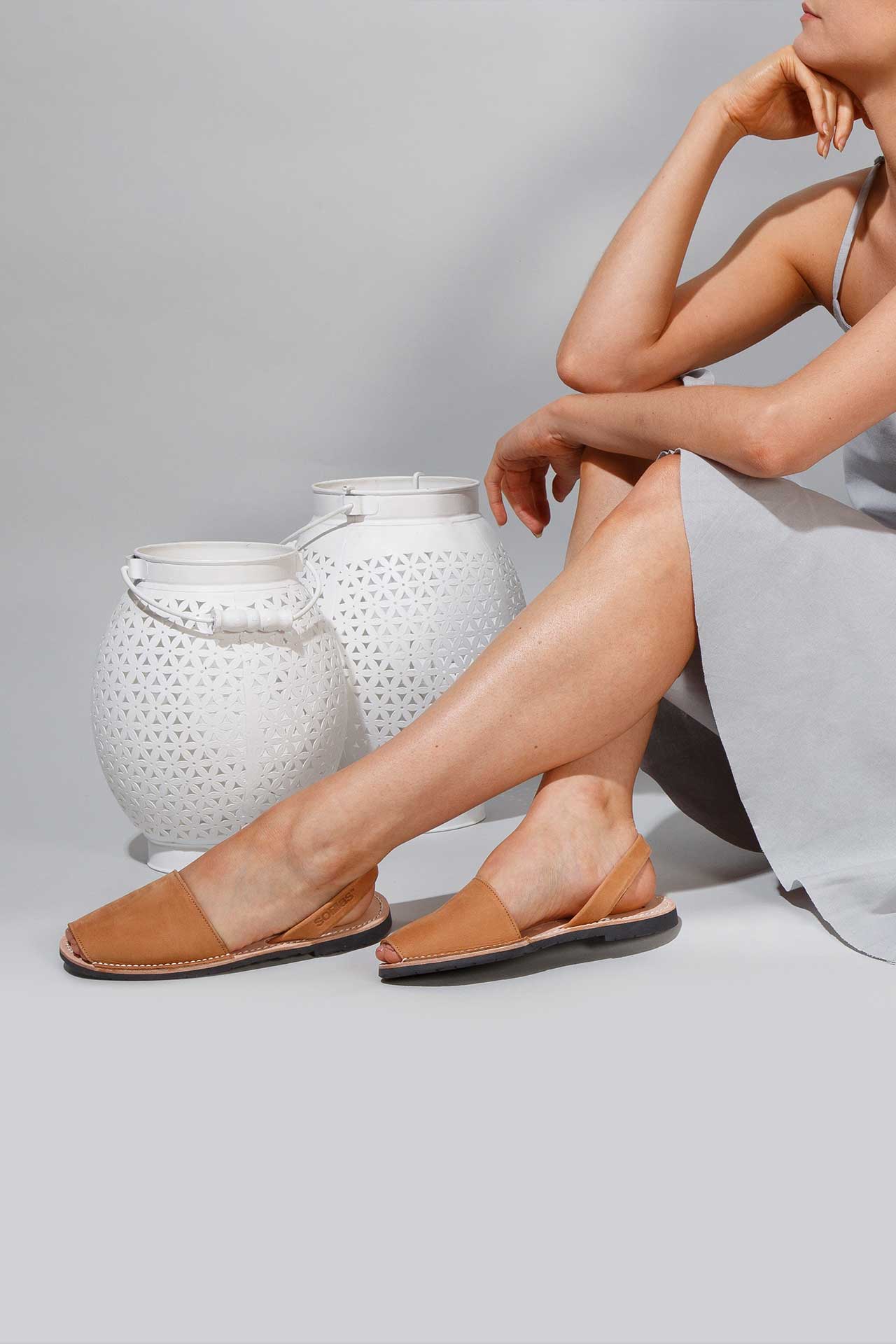 Cuero - Original Menorcan Sandals in Tan Nubuck Leather