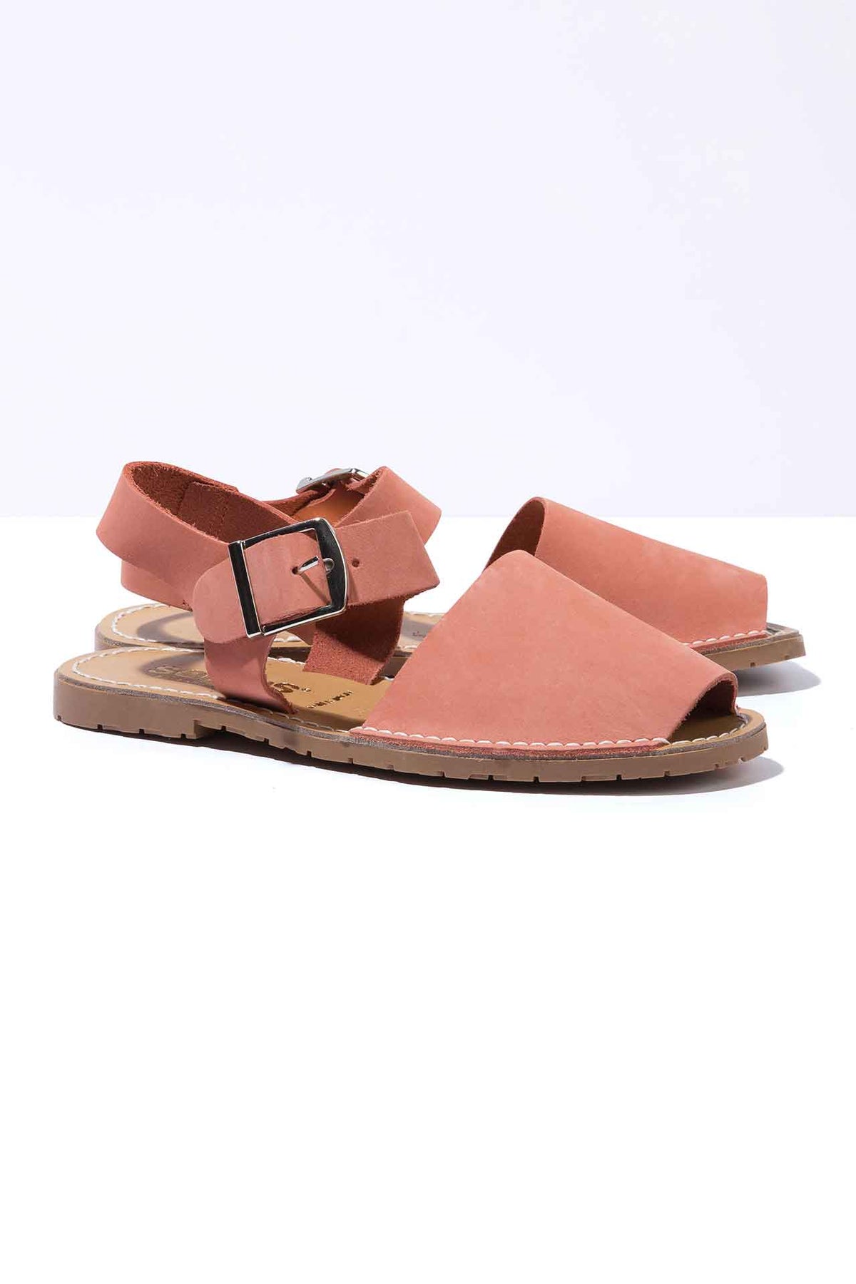CORAL PESCA - Original Menorcan Sandals in Coral Nubuck Leather with Buckle