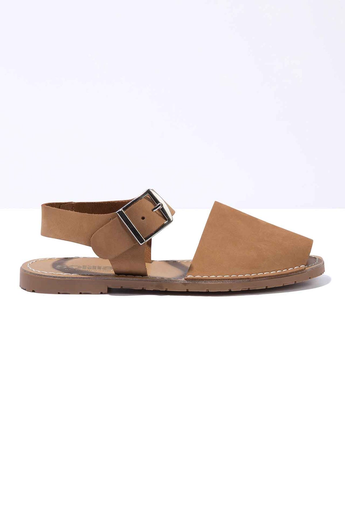 CUERO PESCA - Tan Nubuck Leather Buckle Sandal