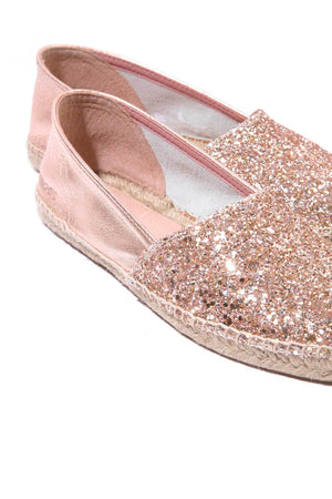 Peach Glitter - Glitter Leather Espadrilles