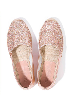 Peach Glitter - Glitter Leather Espadrilles