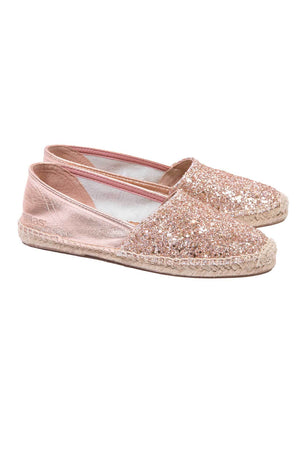 Peach Glitter - Glitter Leather Espadrilles