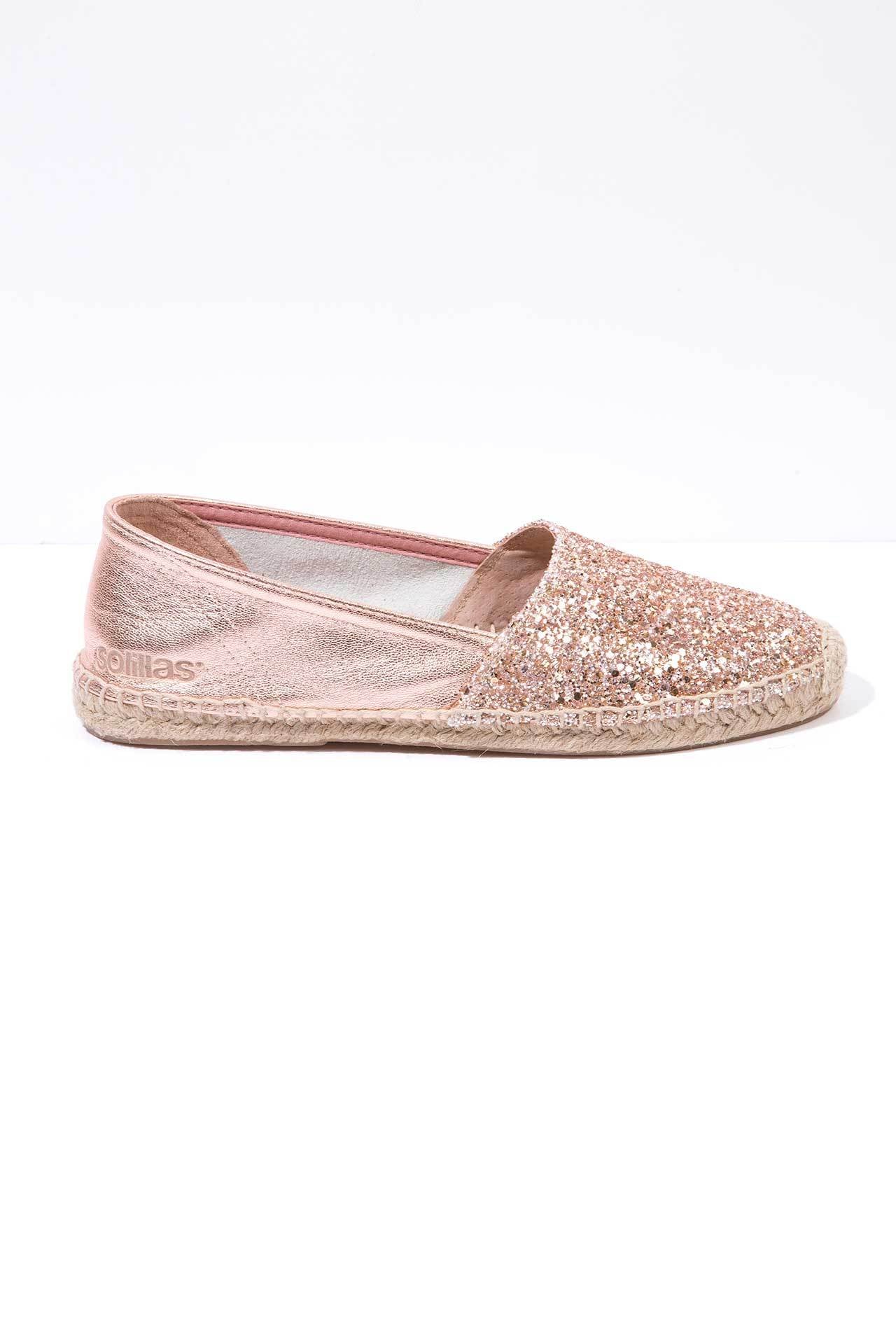 Peach Glitter - Glitter Leather Espadrilles