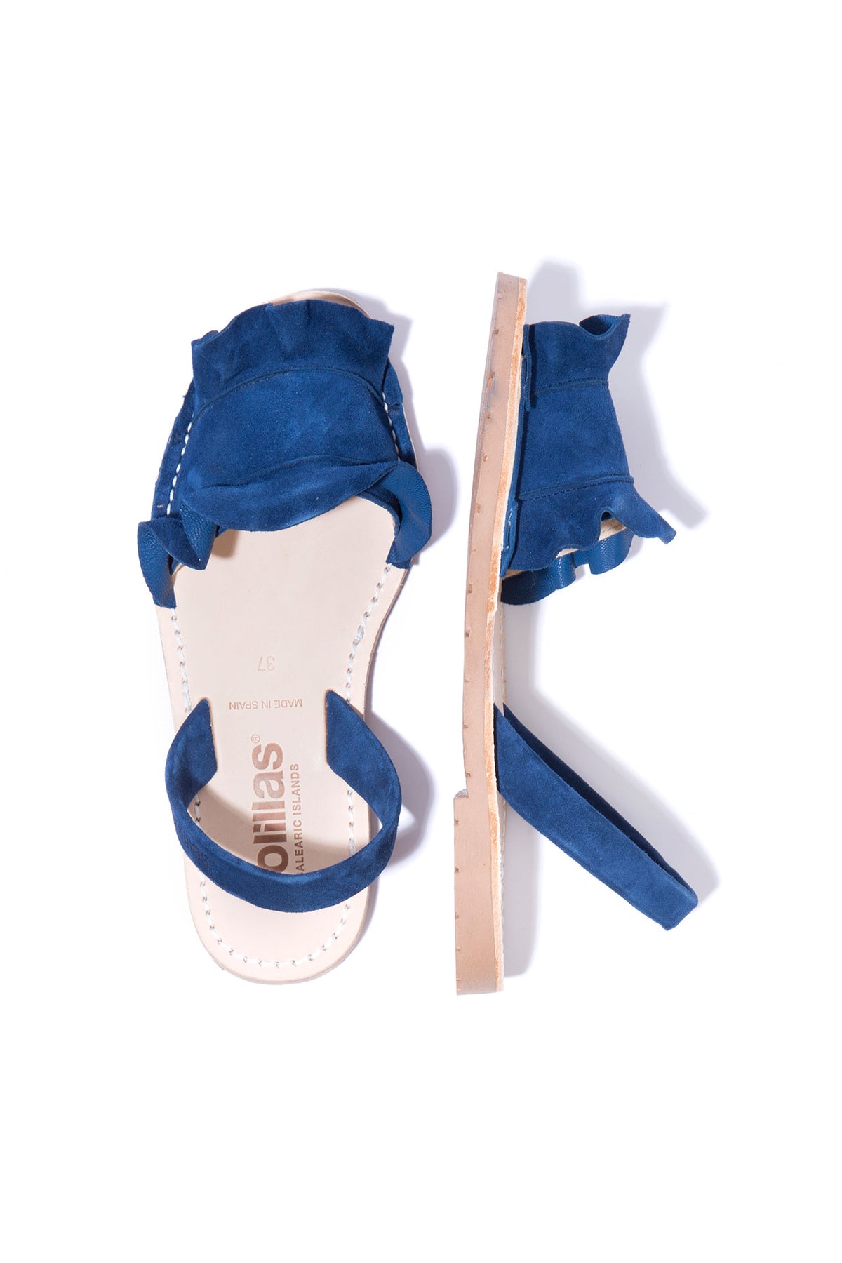 Talaia Indigo - Navy Frilled Menorcan sandals