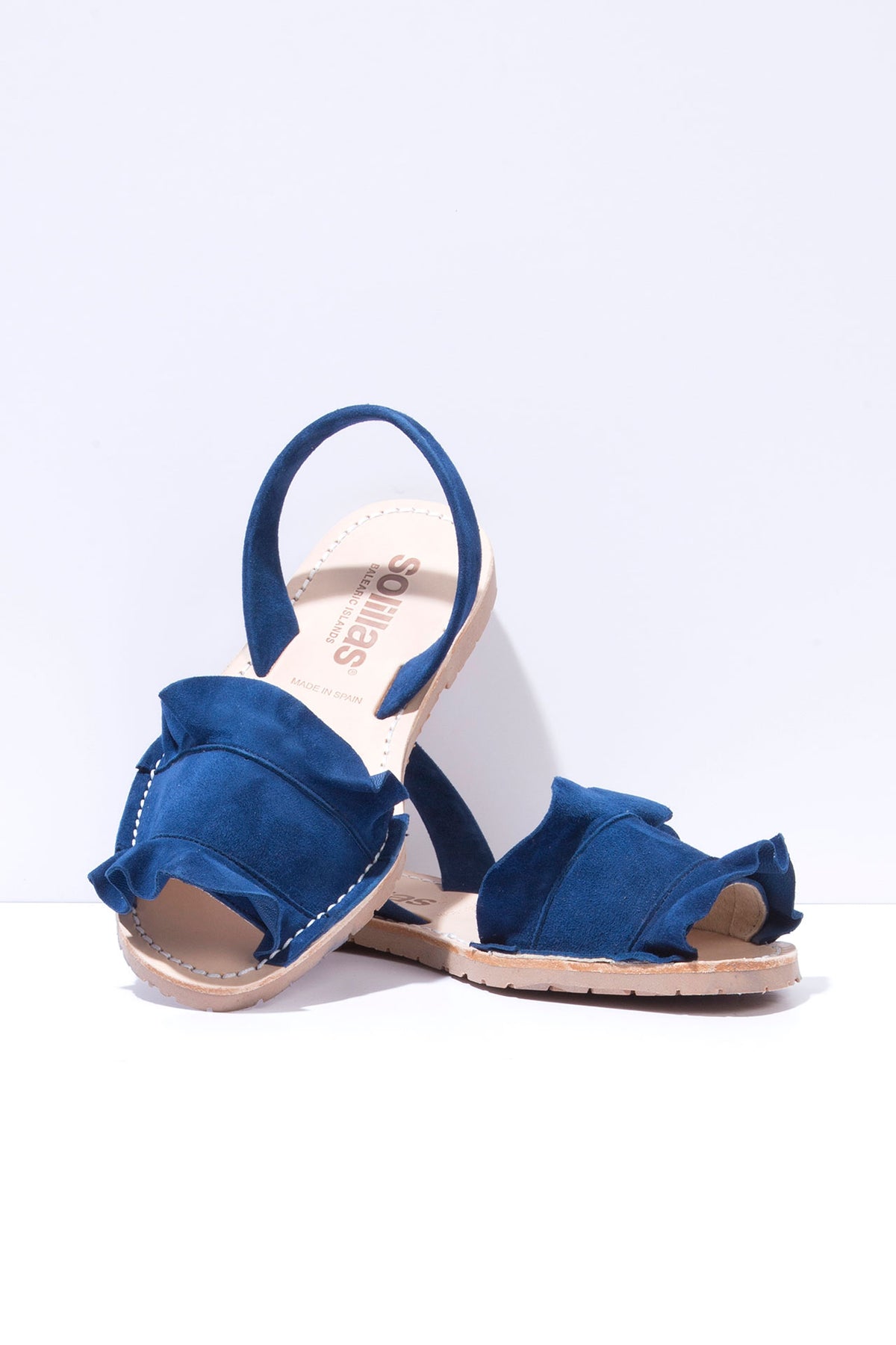 Talaia Indigo - Navy Frilled Menorcan sandals