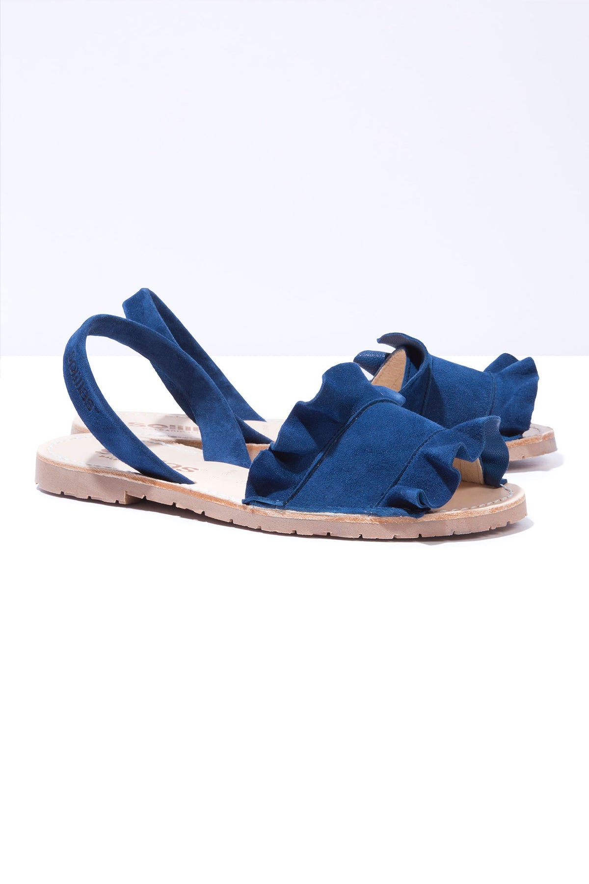 Talaia Indigo - Navy Frilled Menorcan sandals